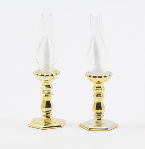 Dollhouse Miniature Polished Gold Candlesticks (2)